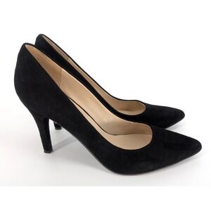Nine West Black Suede 4" High Heel Pump 9 Pointed Toe Office Siren Glam Sexy 90s